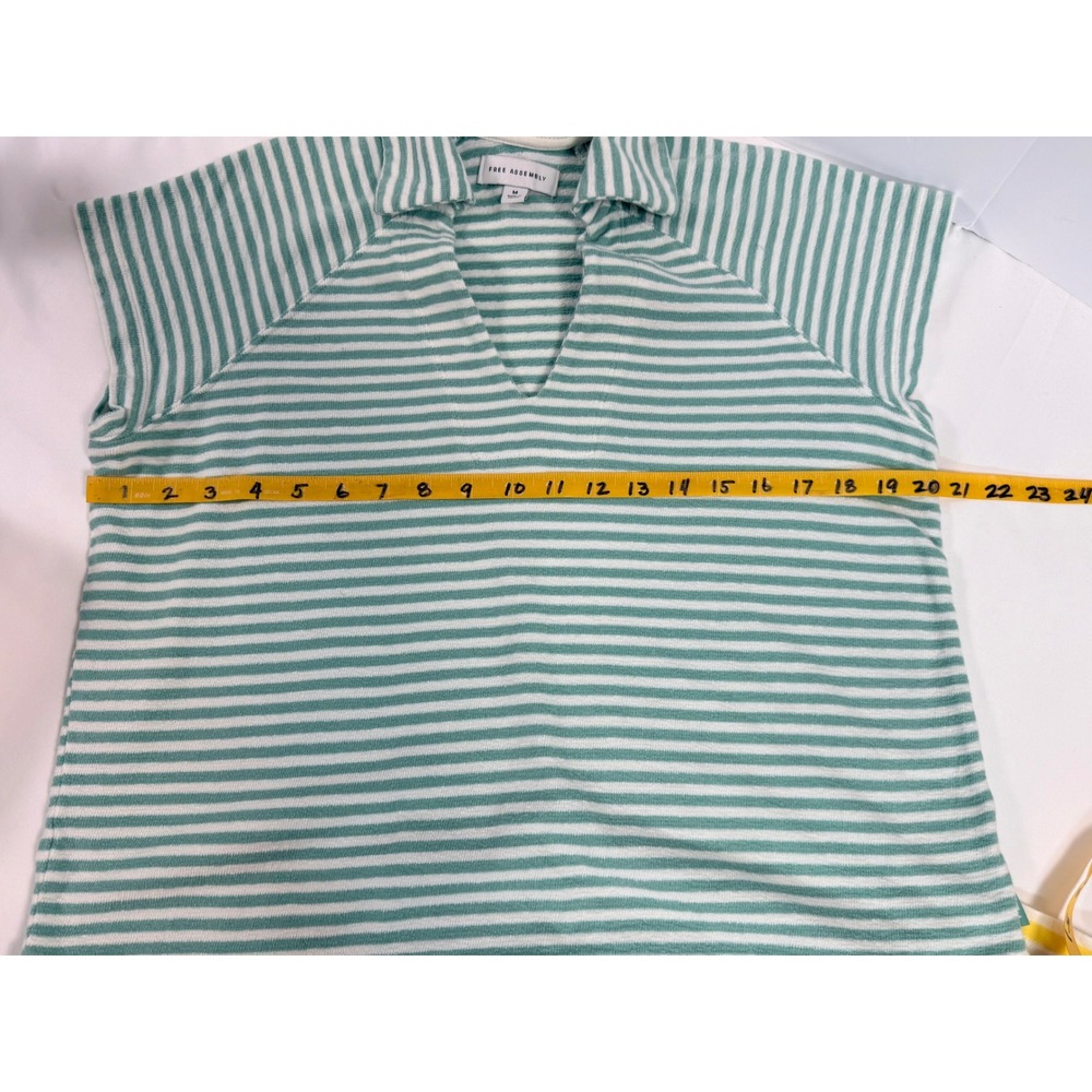 Free Assembly Striped T-Shirt Bundle Yellow Ringer Tee & Green V-Neck Terry Top - Picture 9 of 16